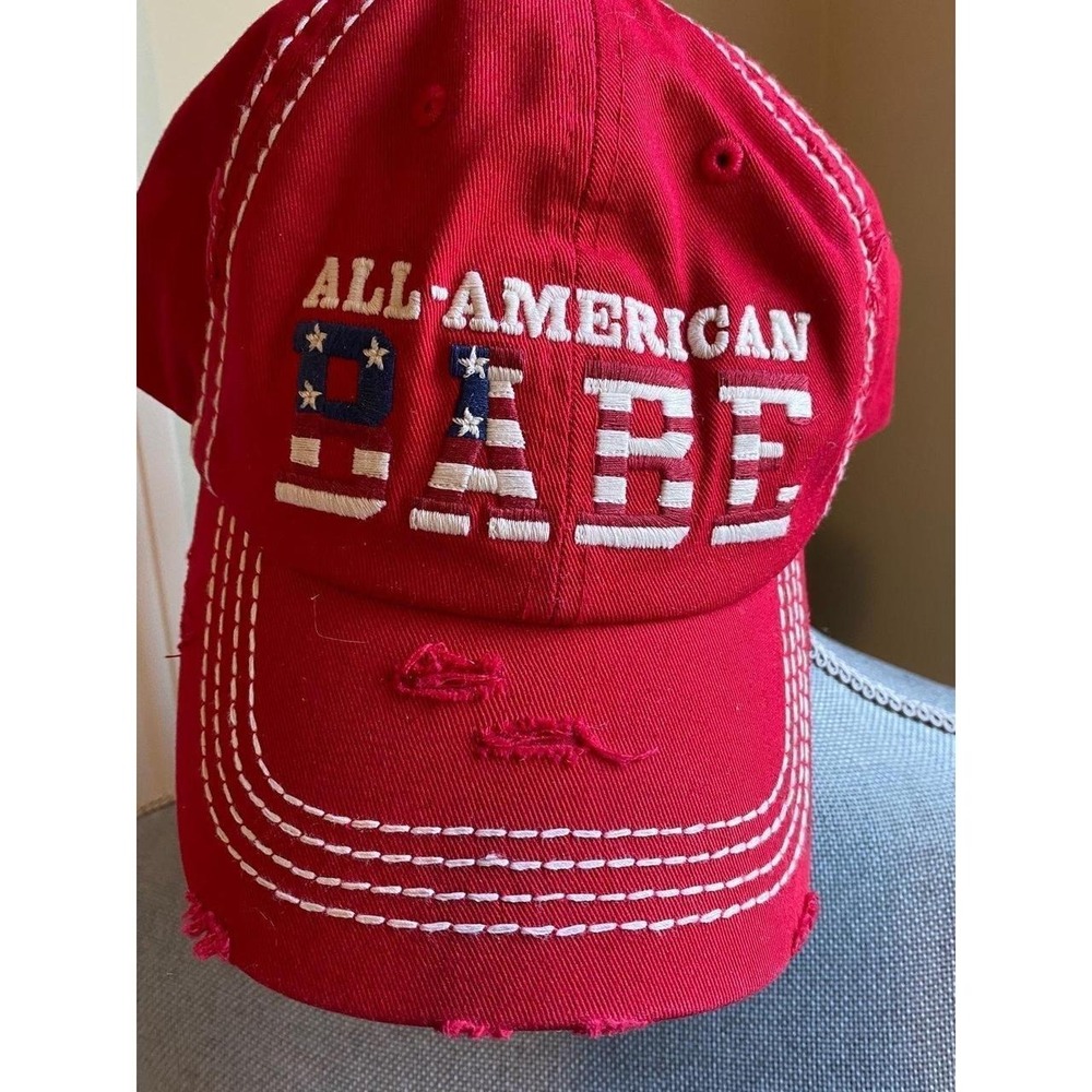 All American Babe Baseball Cap Hat Distressed Strapback USA